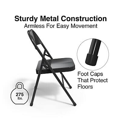 Sturdy Metal Construction  
Armless For Easy Movement  
Foot Caps That Protect Floors  
275 lbs.