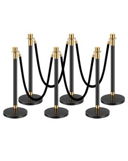 VEVOR - Stanchions and Velvet Ropes, 6 Pcs Crowd Control Barriers with 4 Ropes, Stainless Steel Stanchion Post - Black Velvet