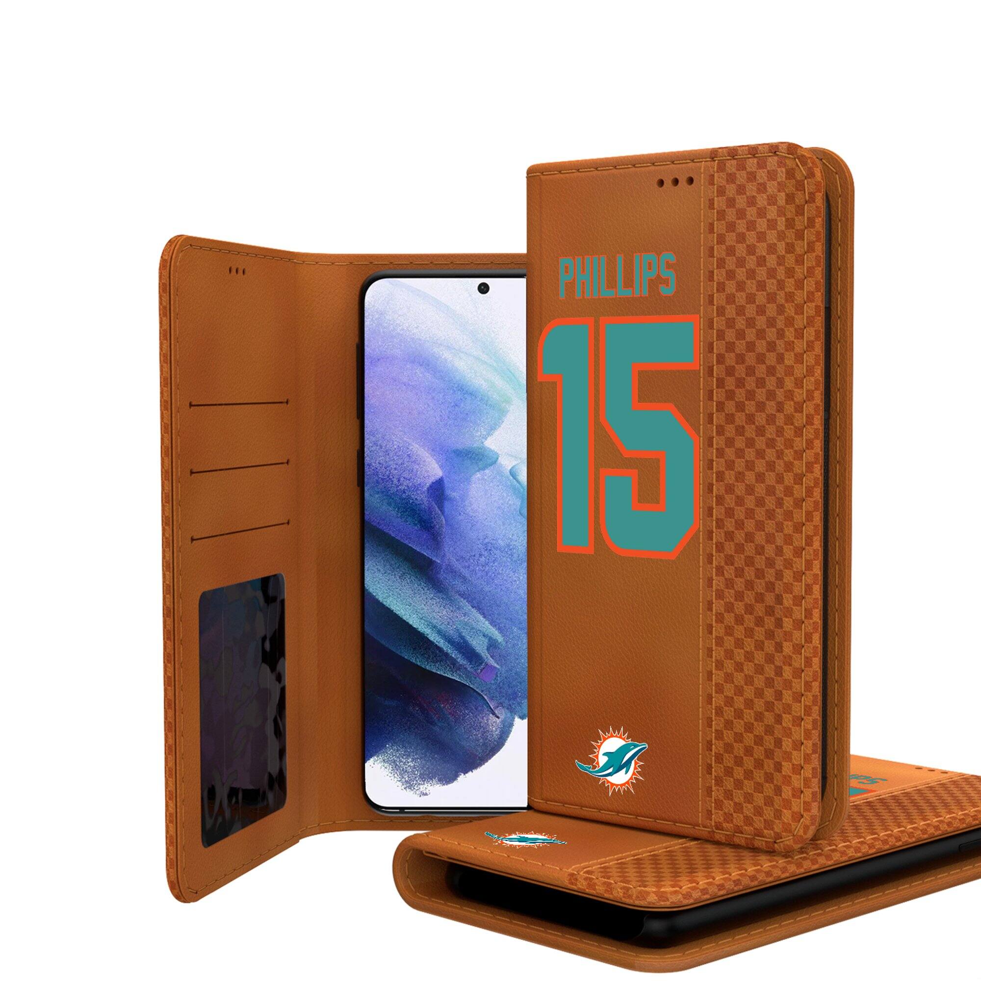 Front. Keyscaper - Jaelan Phillips Brown Miami Dolphins Galaxy Folio Case - S24 - Brown.