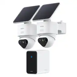 AOSU - TrueColor 4K 8.3MP SolarCam T2 Ultra, 2-Camera System, Solar Panels, Cortex Hub, 355° PTZ, Auto Patrol, AI, 2-Way Talk - White