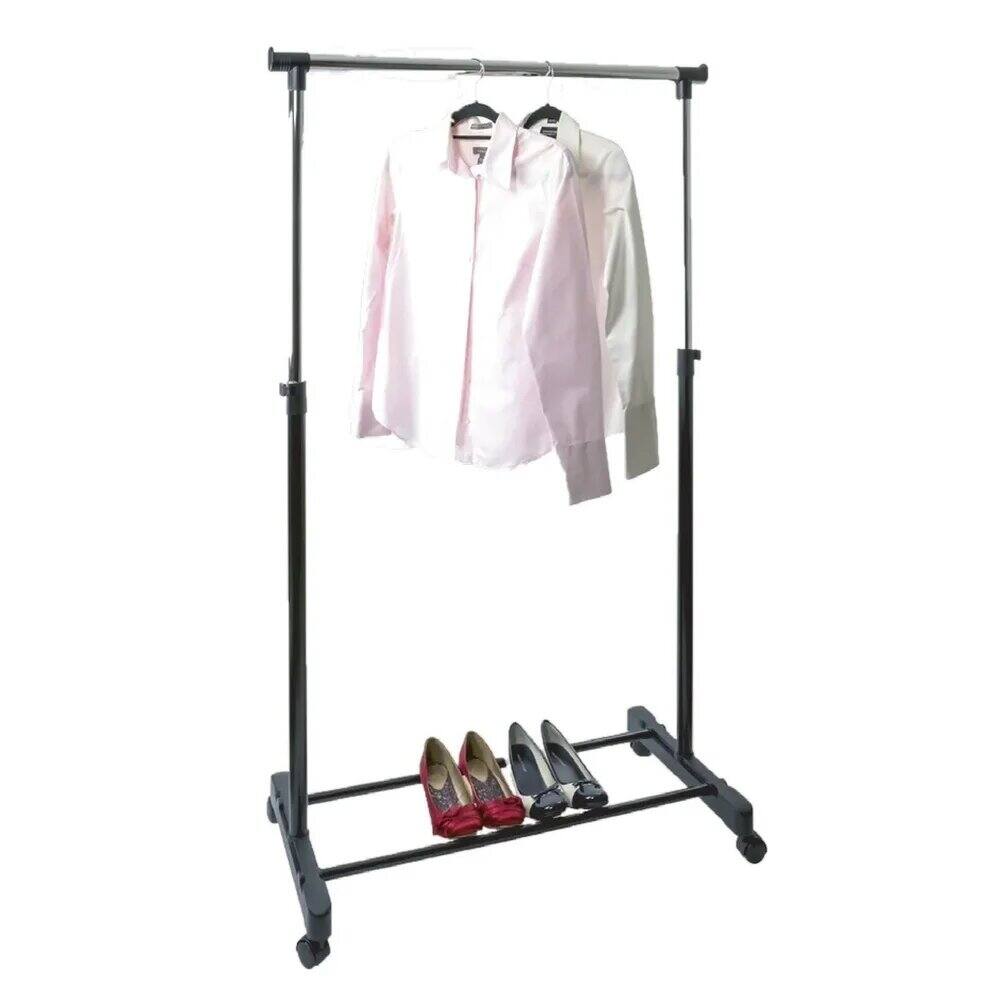 J&V TEXTILES Stainless Steel Double Rod Clothes Rack Black - Best Buy