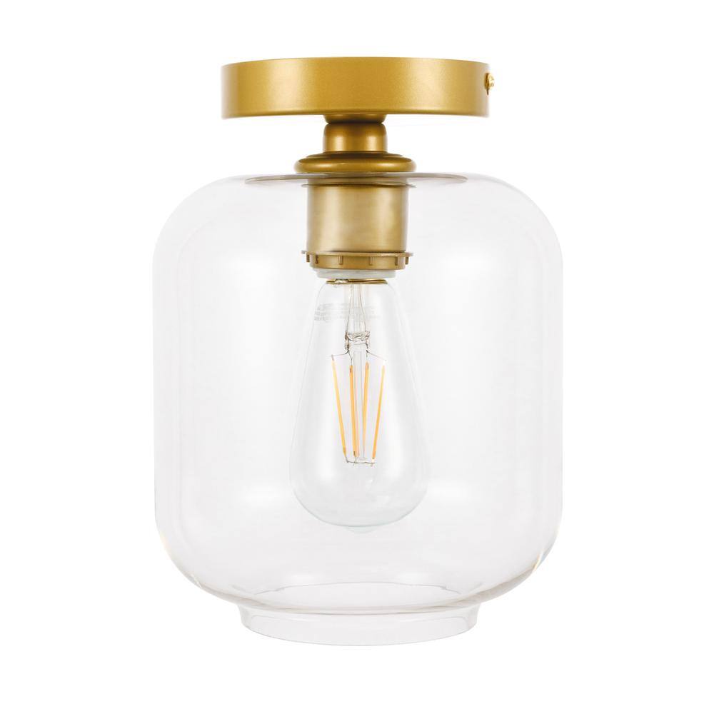 Alt View 7. Living District - Collier 1 light Brass and Clear glass Flush mount - Brass And Clear Glass.