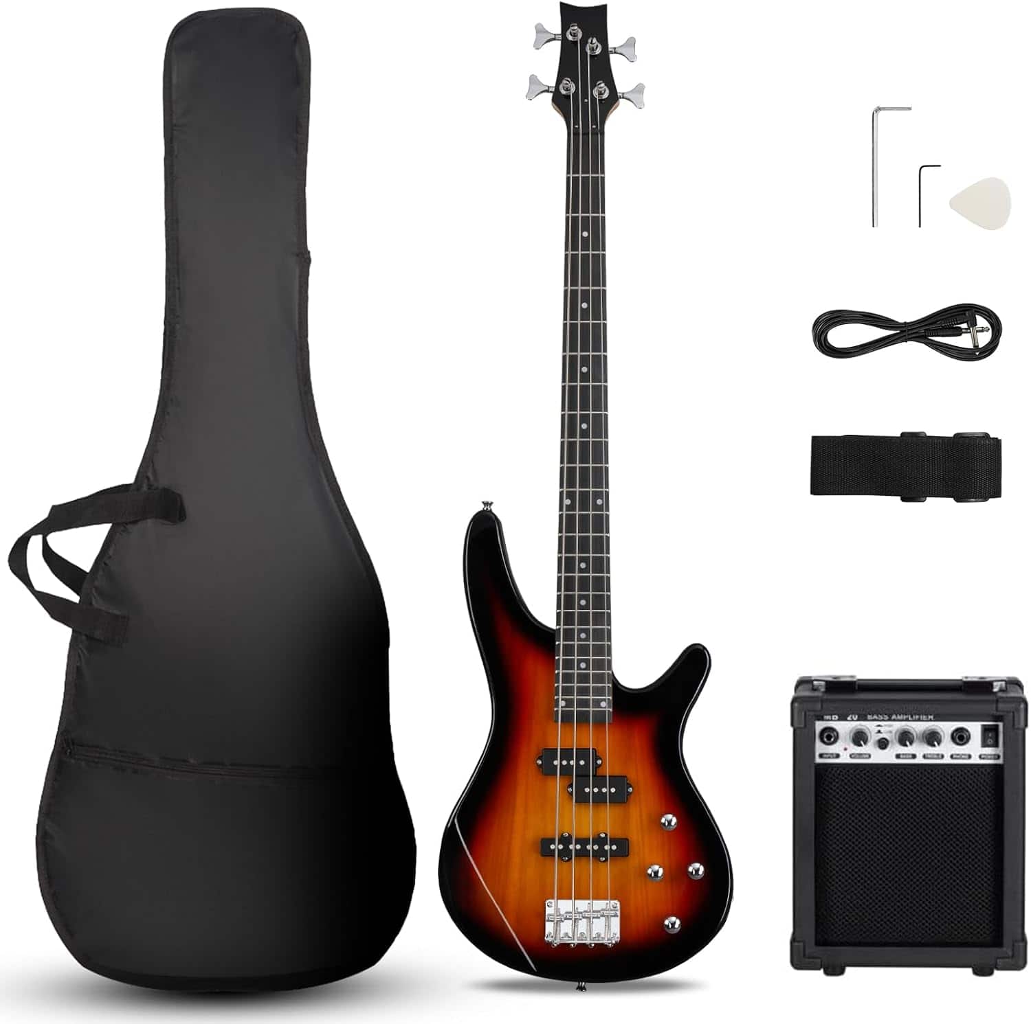Winado - Electric ib Bass Guitar 4 String Bass Guitar with 20 Watt Amplifier FOR Beginner