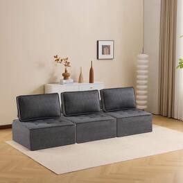 Roomtec - The dark gray linen wooden frame sofa can be freely spliced meeting various needs such as in small apartment living - DARK GREY