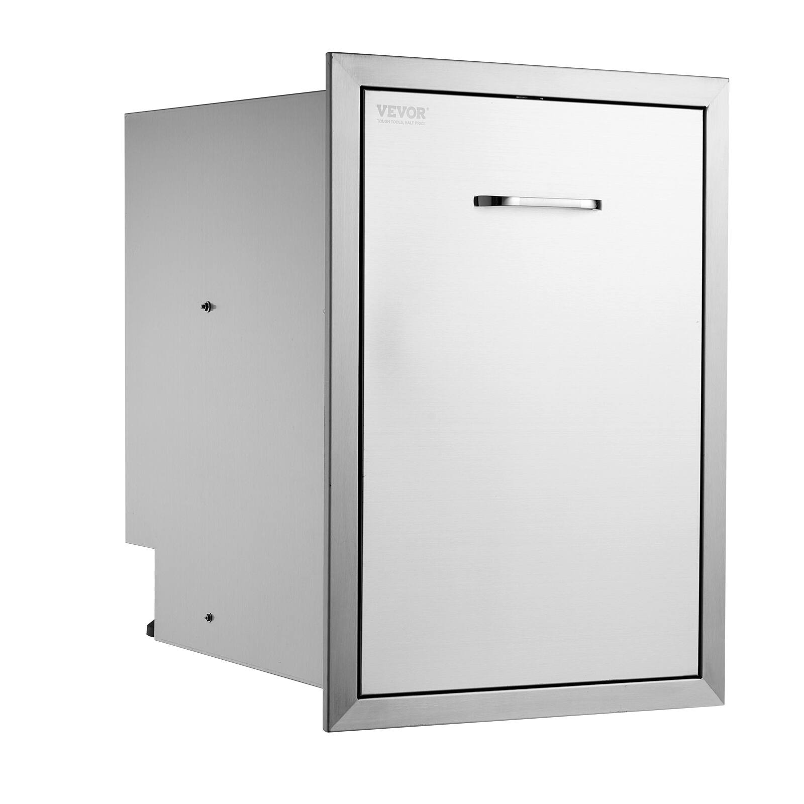 Alt View 5. VEVOR - Pull Out Trash Drawer 17.7x22.8 Inch Raised Style Trash Bin with Pull-Out Tray Stainless Steel Trash Drawer - Natural color.