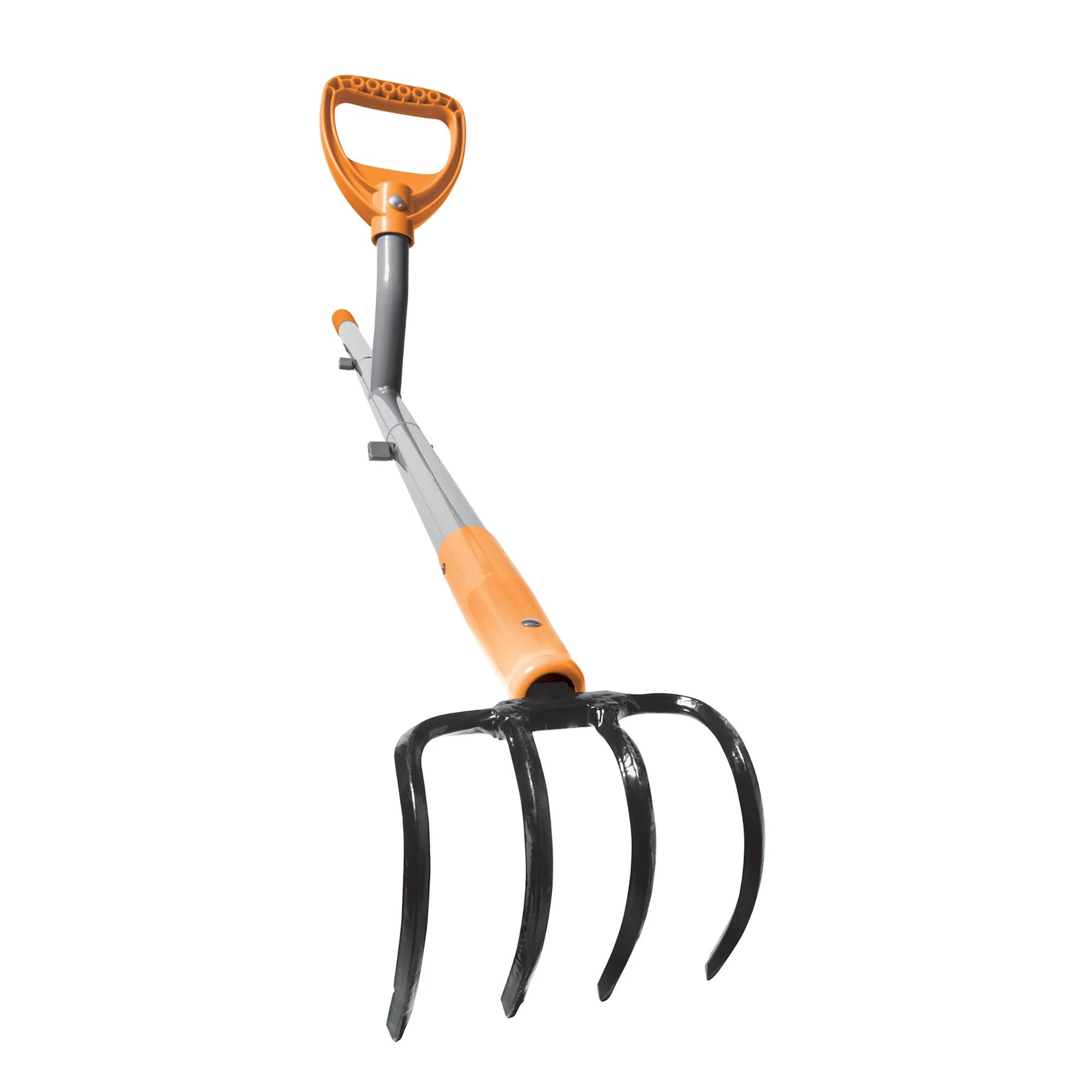 ErgieShovel - 54" Ergonomic Cultivator, 4-Tine Garden Tool, D-Grip Handle, CLTV45 - Orange