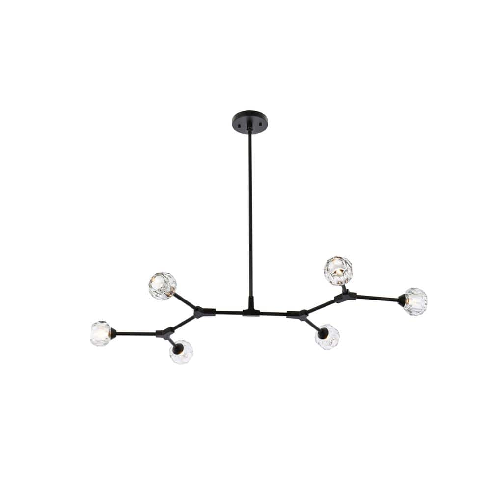Elegant Lighting - Zayne 6 Light Pendant in Black - Black And Clear price history on PriceWatchPro