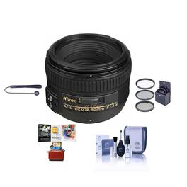 Bundle - Nikon - 50mm f/1.4G AF-S NIKKOR Lens, with ProOptic 58mm Filter Kit, Cleaning Kit, Lens Cap Tether, Mac Software