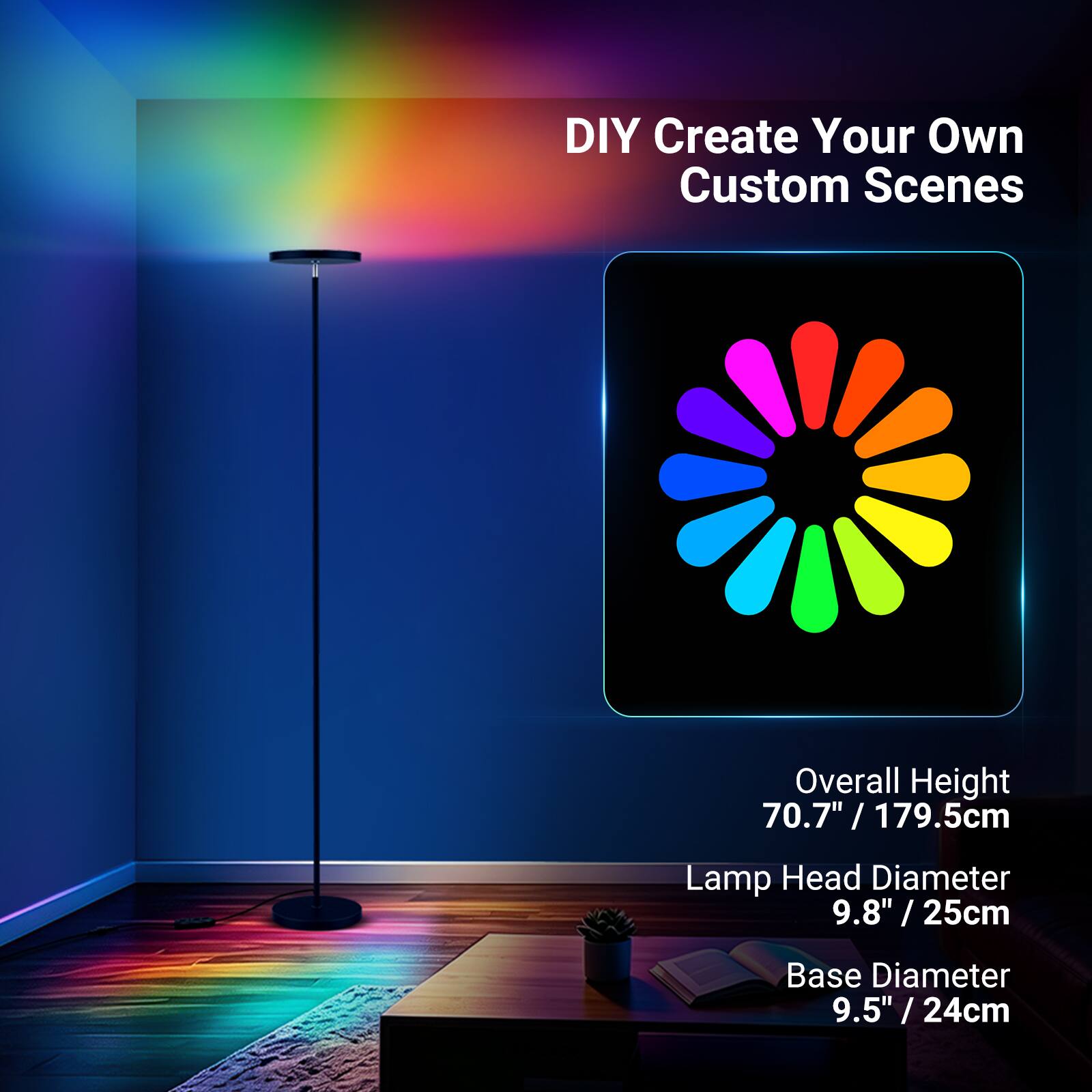 DIY Create Your Own Custom Scenes

Overall Height 70.7" / 179.5cm
Lamp Head Diameter 9.8" / 25cm
Base Diameter 9.5" / 24cm