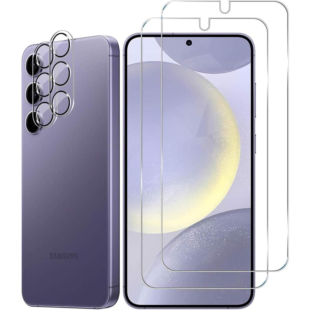 PARKER SLATER - Galaxy S24 Screen Protector 2+2 Pack, Tempered Glass + Camera Lens Cover - Clear