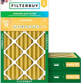 Filterbuy - 14x24x4 MERV 11 Pet & Allergy Defense, Electrostatic Pleated HVAC AC Furnace Air Filters Replacement (3-Pack) - Gold