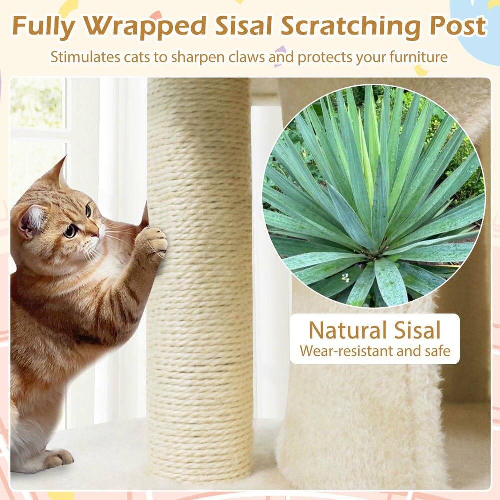 Fully Wrapped Sisal Scratching Post  
Stimulates cats to sharpen claws and protects your furniture  

Natural Sisal  
Wear-resistant and safe