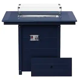 WestinTrends - Helios 46" Modern Outdoor Patio Gas Propane Rectangle Fire Pit Table - Navy Blue