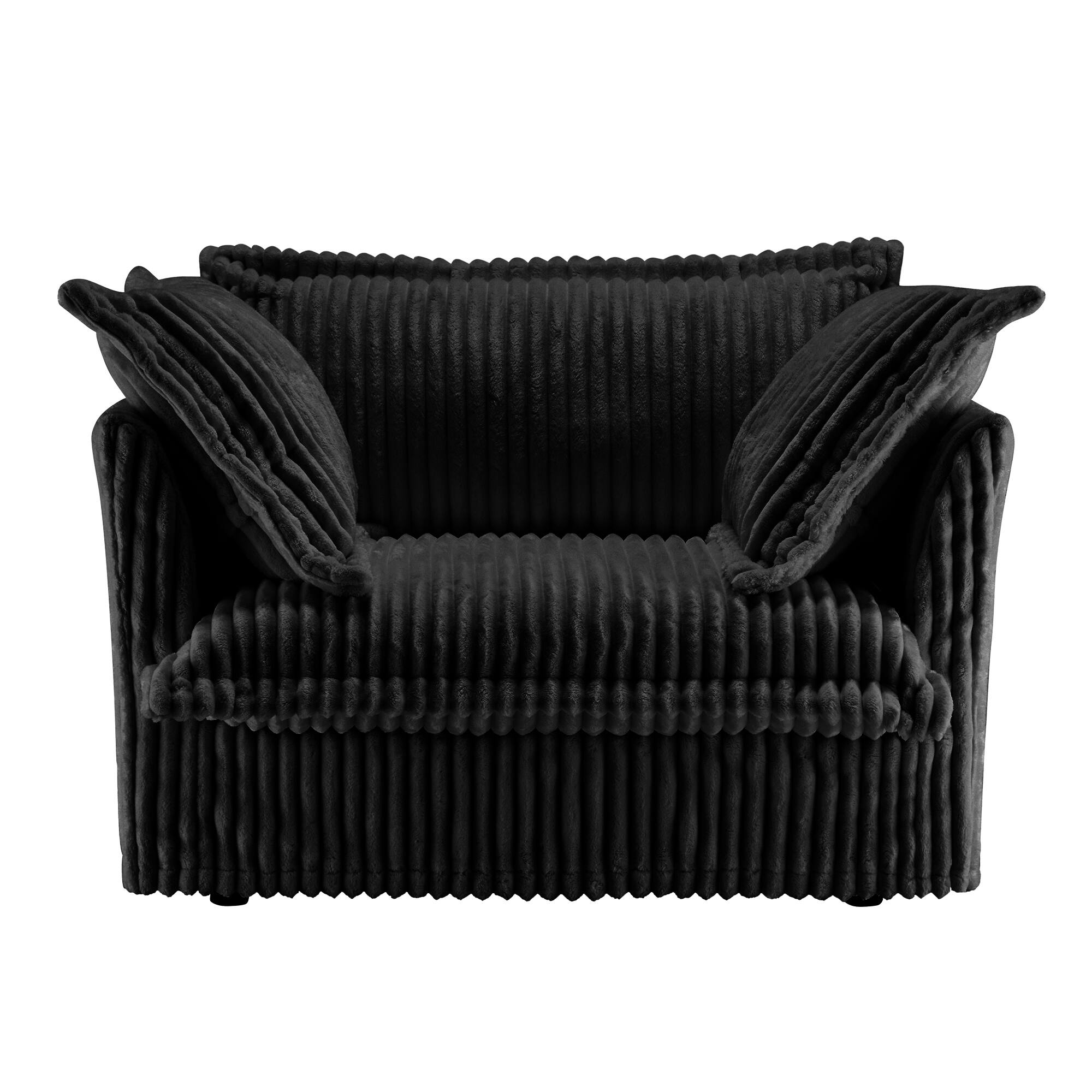 Alt View 8. Meqiodas - Slip-Covered Armchair with 1 Big Back Cushion and 2 Big Toss Pillows, Single Deep Seat Comfy Single Couch Sofa - Black.