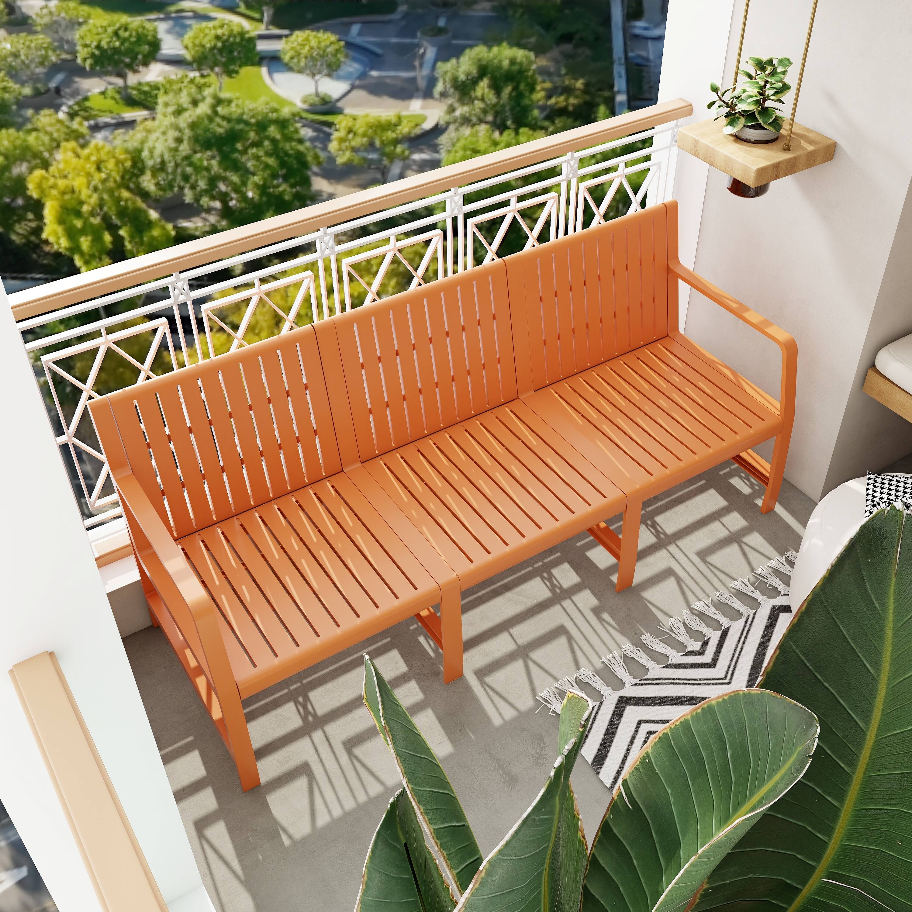 Angle. Mondawe - 3-Seater Patio Waterproof PP Material Sofa - Apricot Brown.