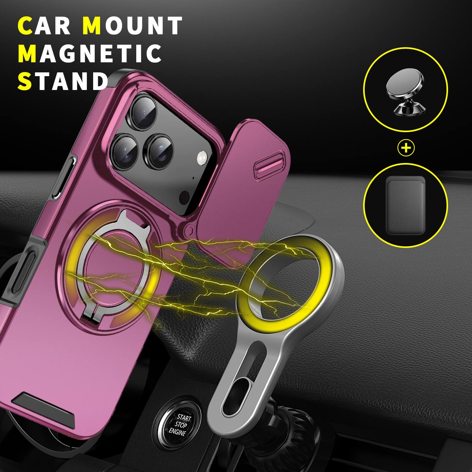 CAR MOUNT MAGNETIC STAND + START STOP ENGINE