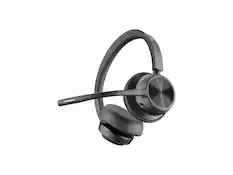 Front. HP - Poly Bluetooth Office Headset - Microsoft Teams - Siri/Google Assistant - USB C - Wired/Wireless - Stereo - Over-Head - Black.