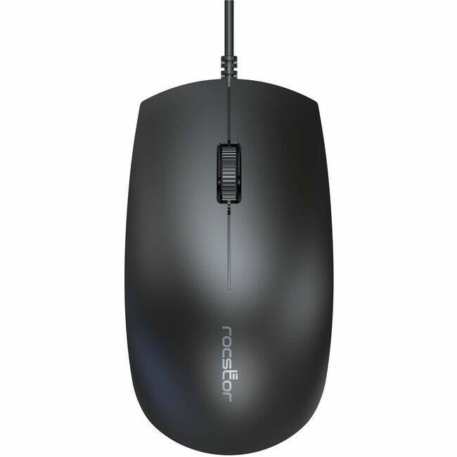 Front. Rocstor - Rocstor Premium M10 USB Wired Optical Mouse - 1200 dpi - Full-size Mouse - Optical - Cable - Black - USB - 1200 dpi - Black.