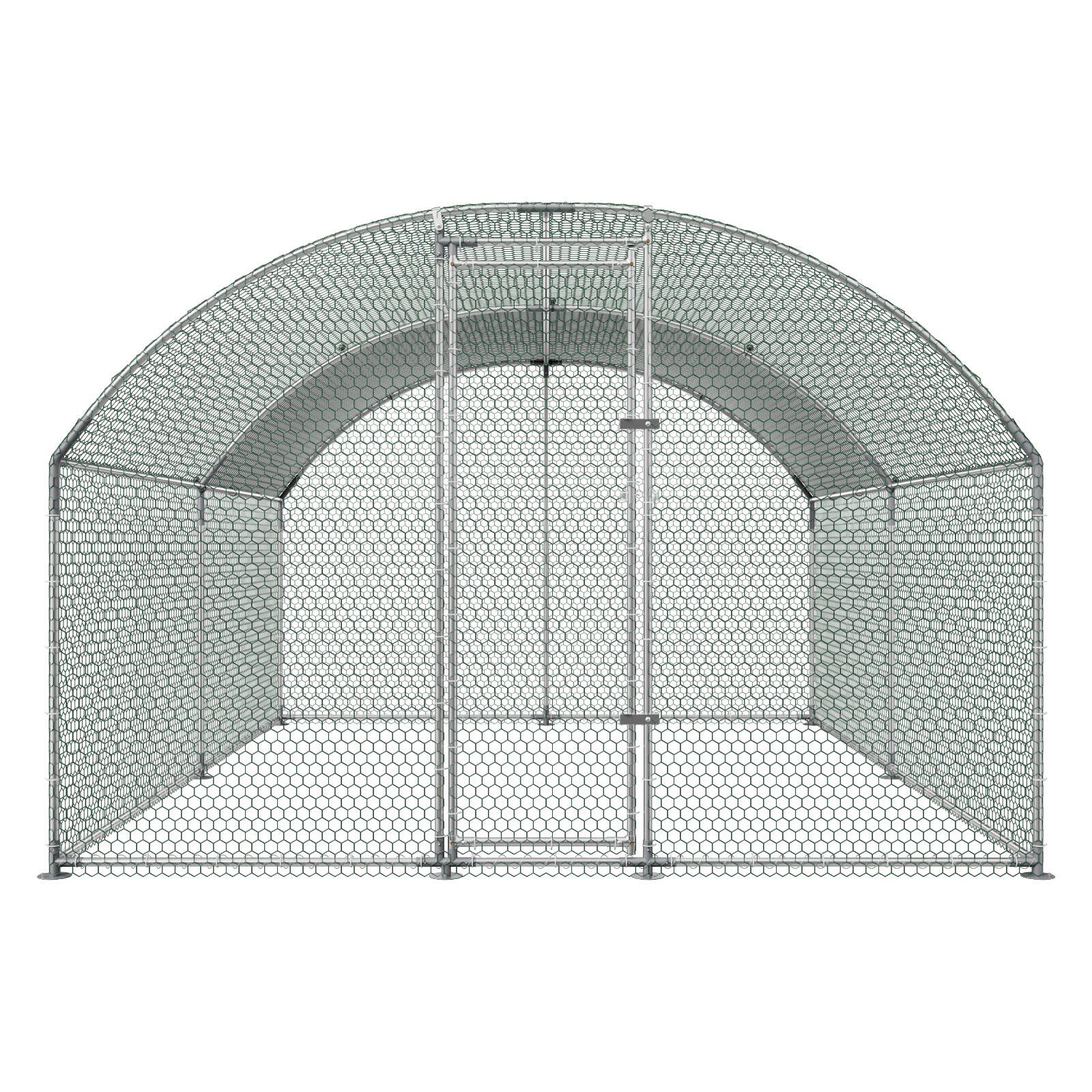 Alt View 5. VEVOR - Large Metal Chicken Coop 9.8x13x6.6 ft Walk-in Chicken Run House, Doom Roof Hen House Enclosure with Cover - Silver.