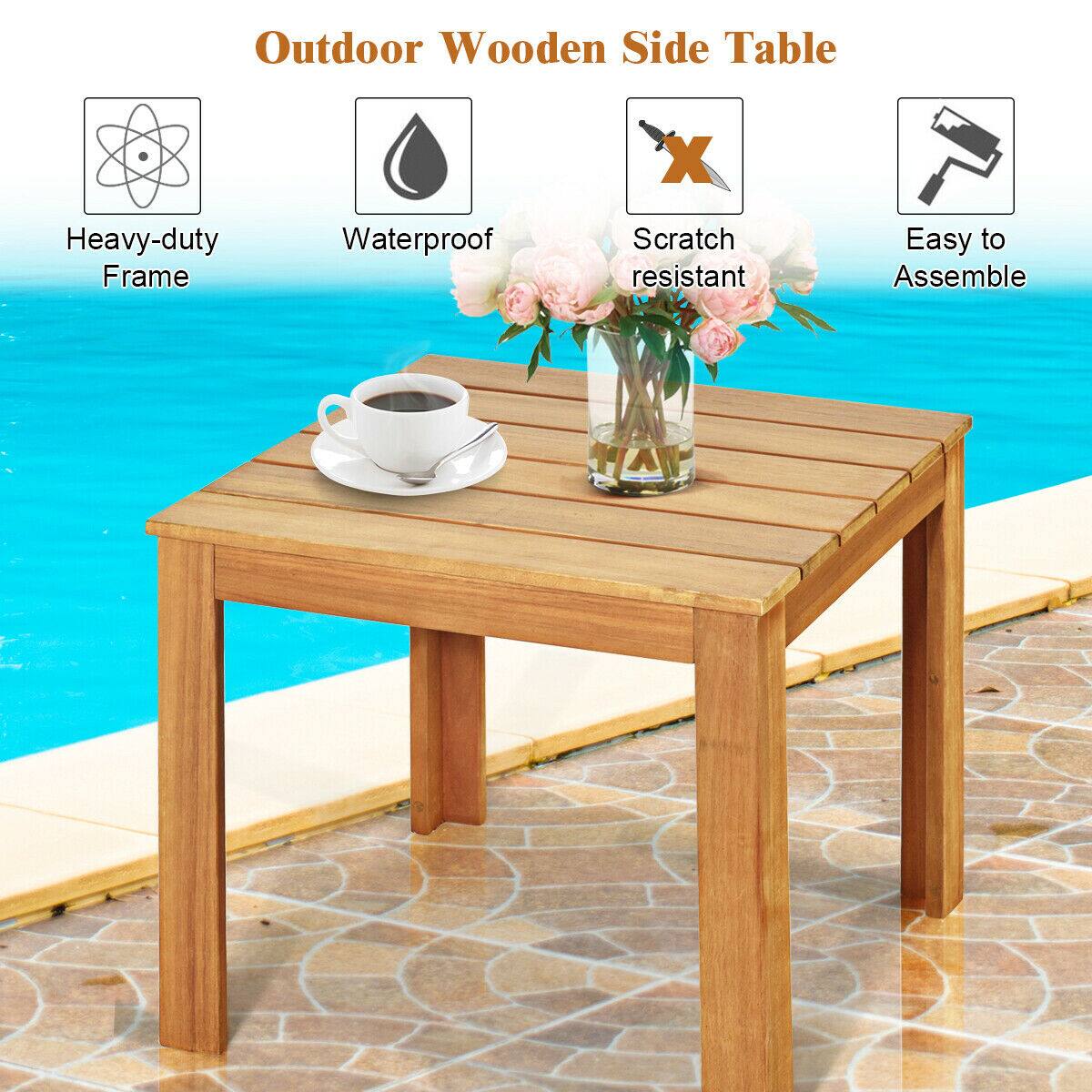 Outdoor Wooden Side Table
Heavy-duty Frame
Waterproof
Scratch resistant
Easy to Assemble