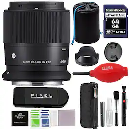 Sigma - 23mm f/1.4 DC DN Contemporary Lens for Canon RF Mount with Advanced Accessory and Travel Bundle | 23mm f1.4 canon - Black