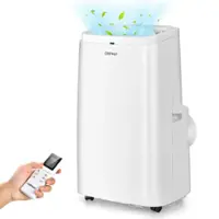 Costway 8150 BTU (12000BTU ASHRAE) Portable Air Conditioner 3-in-1 Air Cooler Fan Dehumidifier w/ Remote - White - Front_Zoom