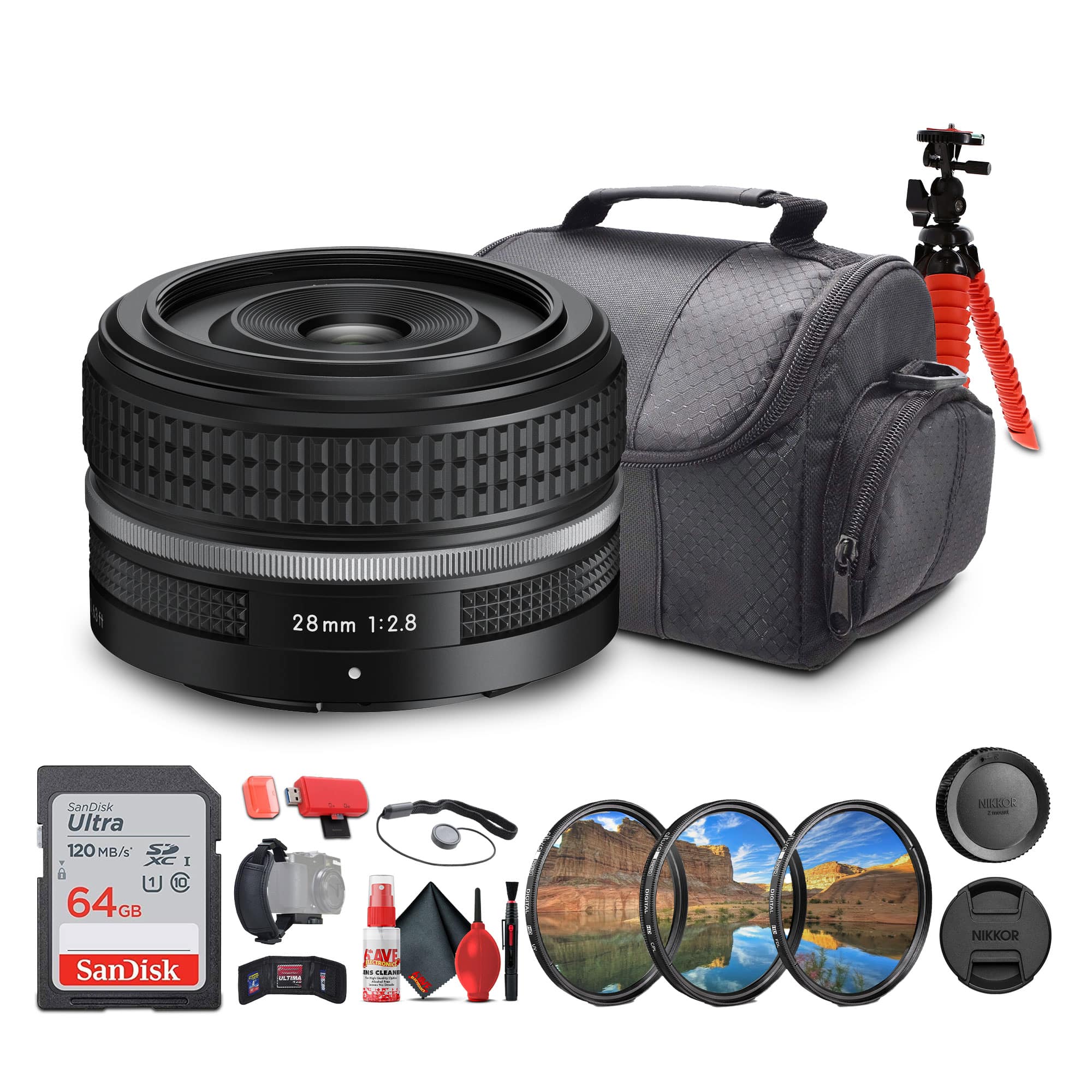 Nikon - NIKKOR Z-Mount 28mm f/2.8 (SE) Ultra-Compact and Lightweight FX-Format Lens + More - Black