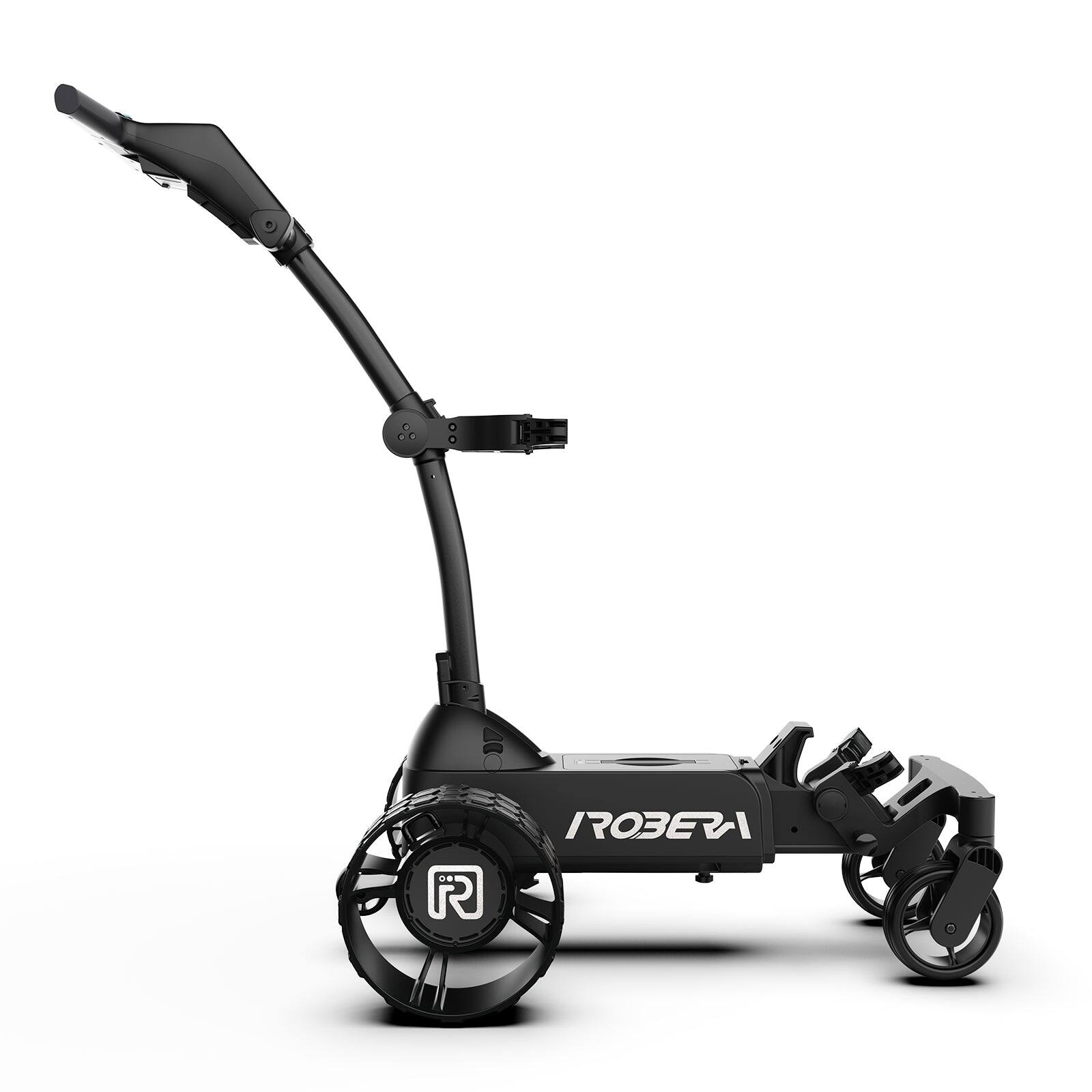 Angle. Robera - AI Electric Golf Cart with Follow Me, Obstacle Avoidance, Speed/Remote Control, Power Assist, Foldable, 18 Hole Battery - Black.