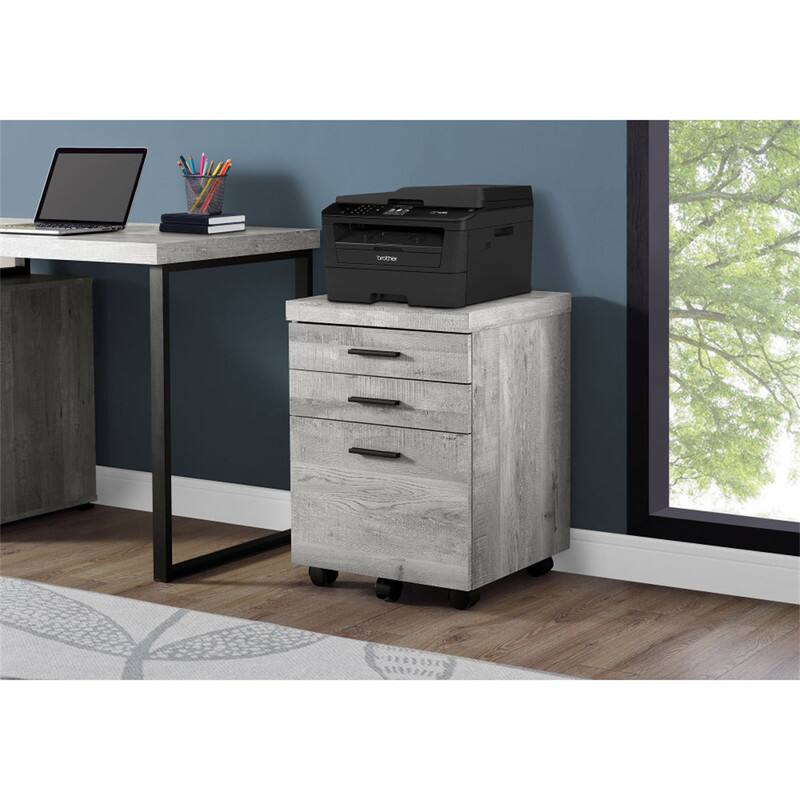 Angle. HTUTWOO - File Cabinet with Wheels - Rolling Mobile Storage Cabinet, Printer Stand with Drawers, Contemporary Office Organizer - Grey.