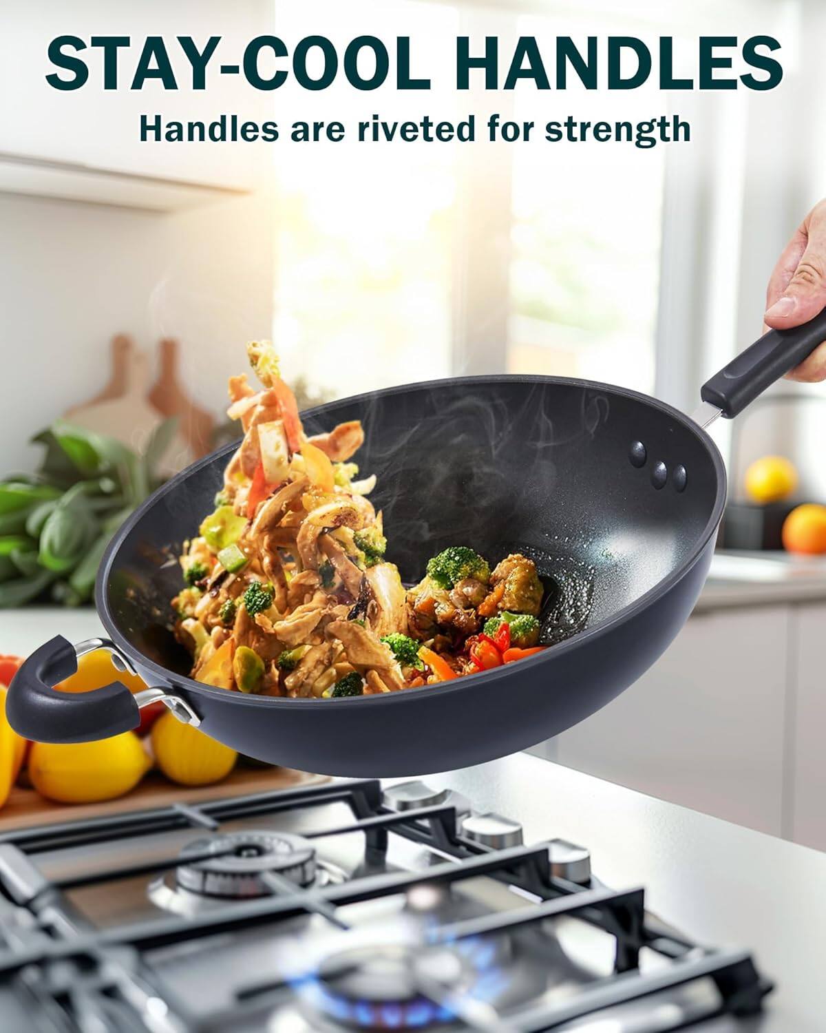 STAY-COOL HANDLES  
Handles are riveted for strength