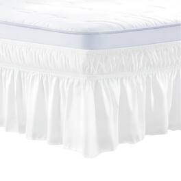 VEVOR - Wrap Around Bed Skirt, 15 in Drop, Dust Ruffle Queen Size, Three Sides Adjustable Bedskirt - White