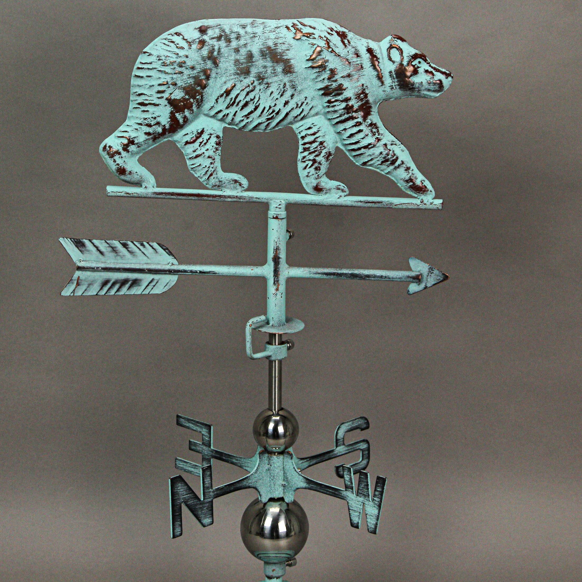 Alt View 5. Contrast Inc. - Verdigris Copper Bear Tabletop Weathervane Home Garden Decor w/ Optional Fence Mount - Teal.