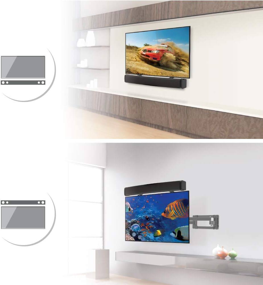 Alt View 4. Schertz - Adjustable Soundbar Mount for TV – Fits 13-80 Inch TVs, Above or Below Screen Installation, Holds Up to 14 lbs, Universa - Black.