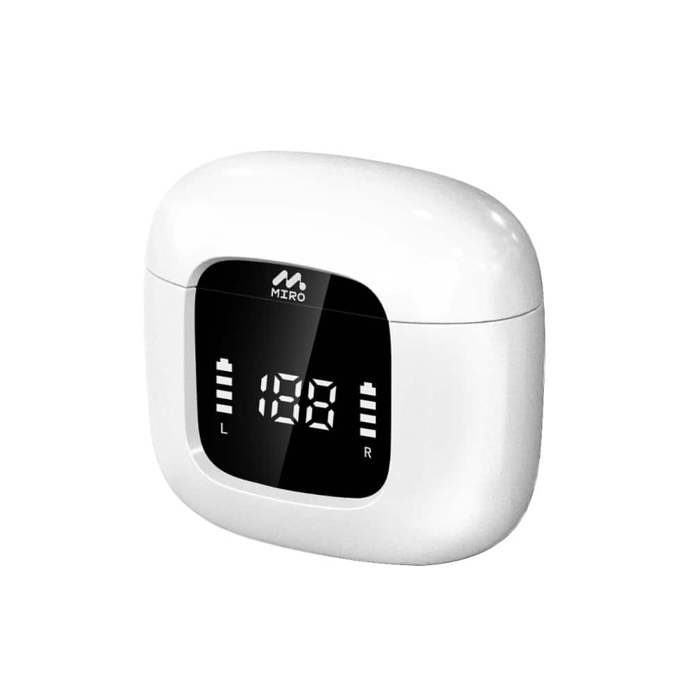 Miro - T1 AI TWS Wireless Earbuds Bluetooth 10mm Speaker Drivers IPX4 Water Resistance 4 Hours Playtime USB Type-C Charging - White