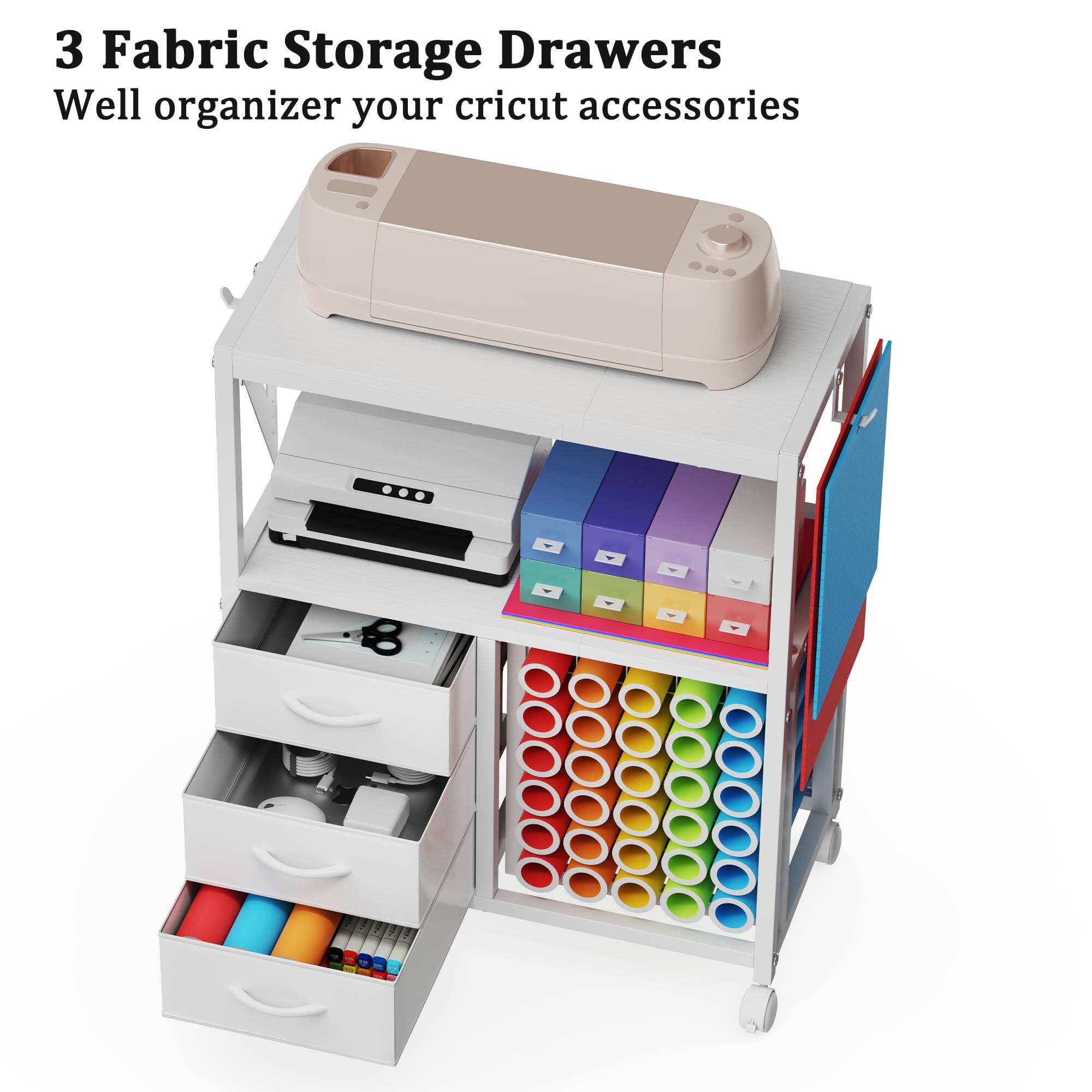 3 Fabric Storage Drawers  
Well organize your cricut accessories