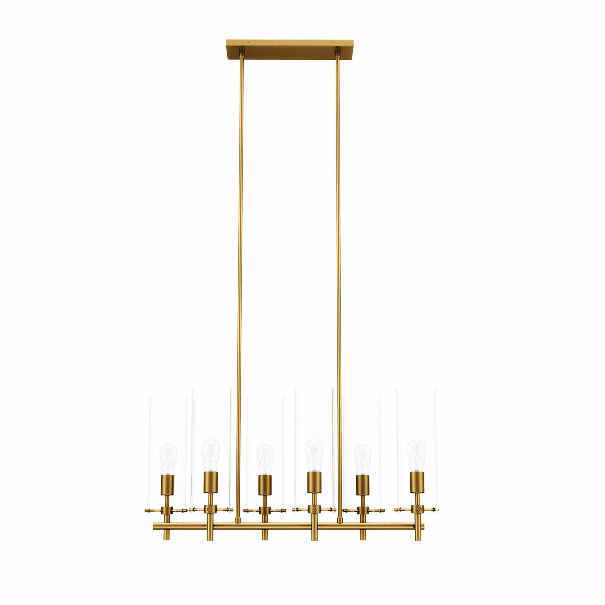 Angle. Modway - Skylark 6-Light Chandelier by Modway - Clear Satin Brass.