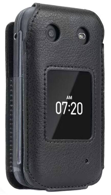 Alt View 2. Nakedcellphone - Vegan Leather Case with Belt Clip for Nokia 2760 2780 Flip Phone - Black.