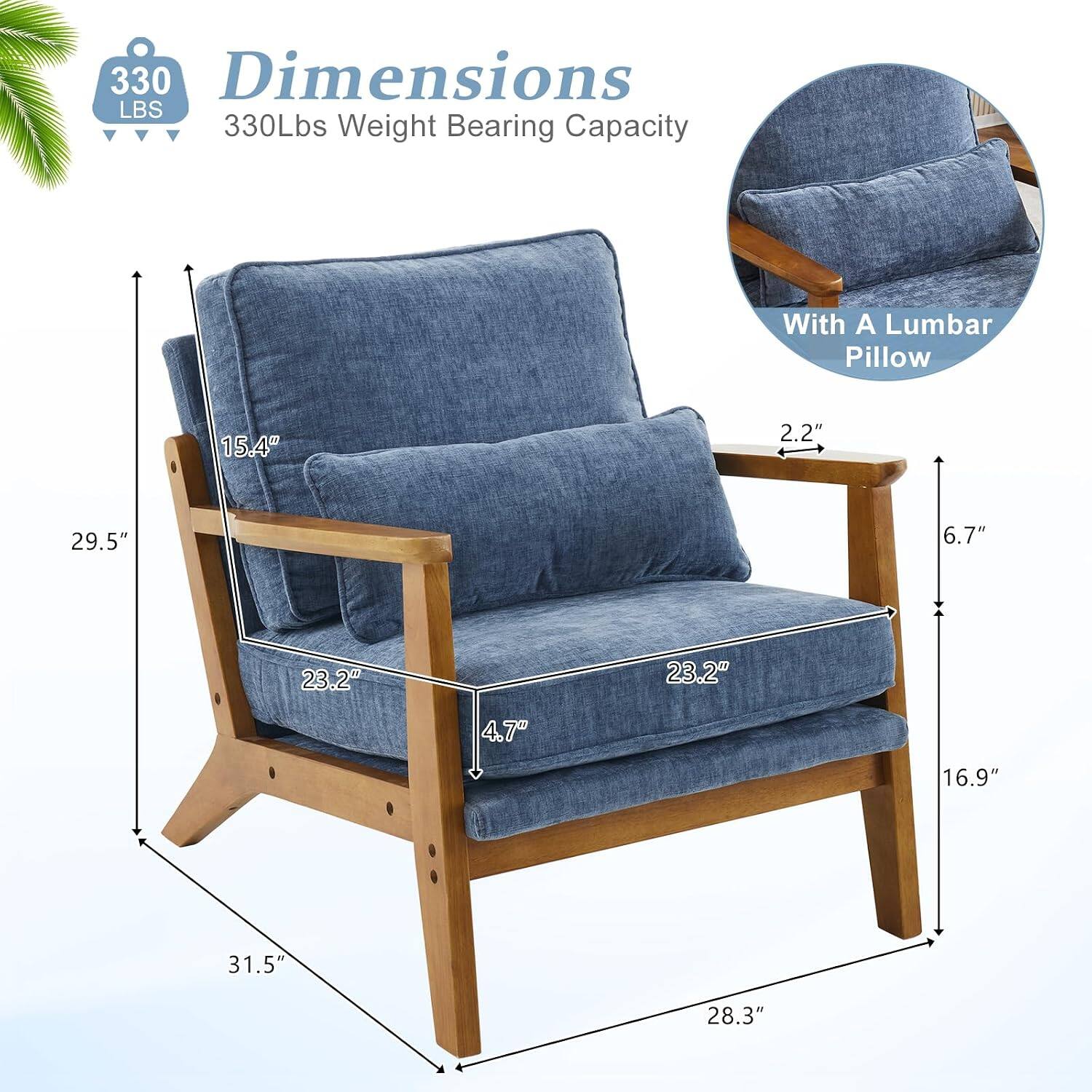 330 Dimensions LBS  
330Lbs Weight Bearing Capacity  
With A Lumbar Pillow  
15.4"  
2.2"  
29.5"  
6.7"  
23.2"  
23.2"  
4.7"  
16.9"  
31.5"  
28.3"