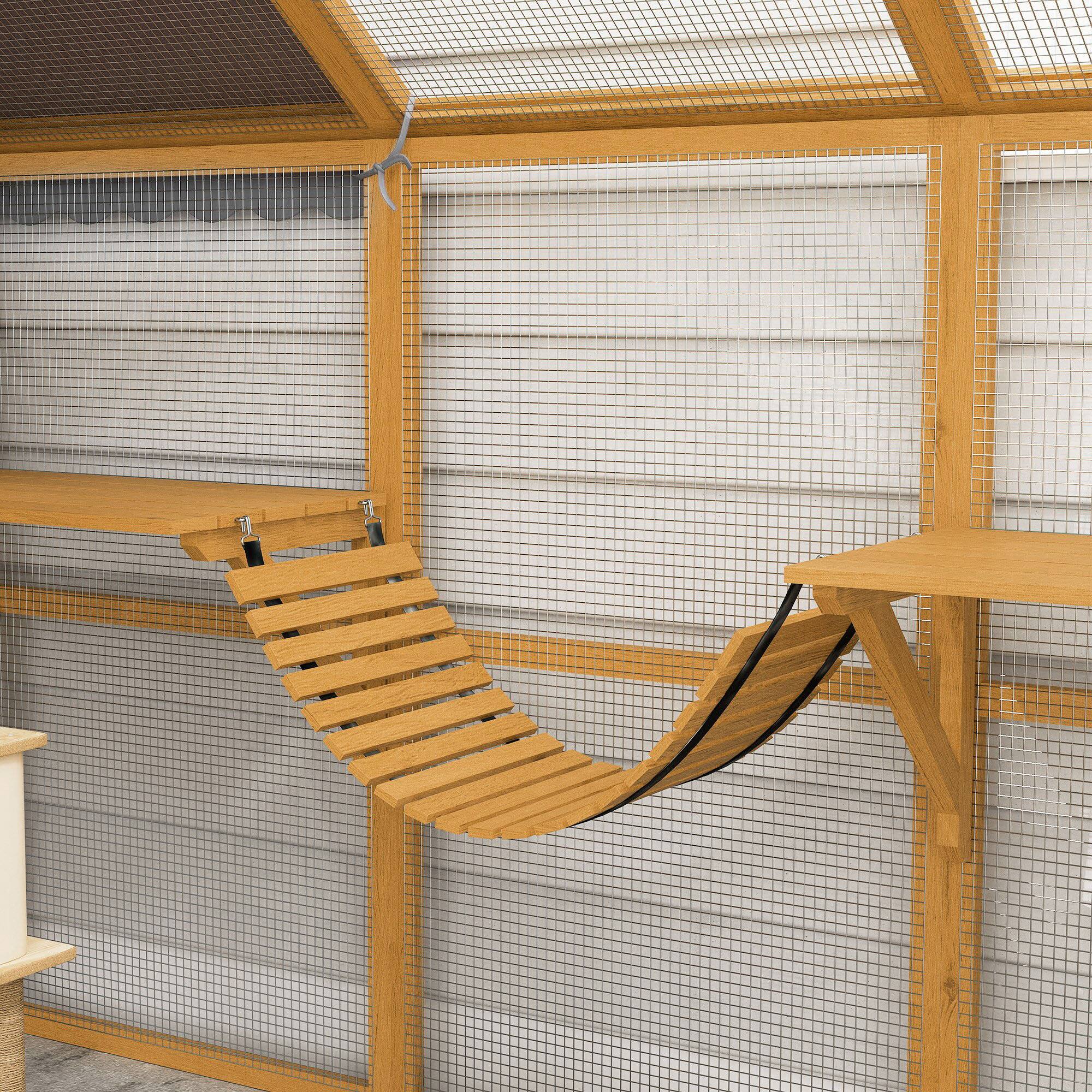 Alt View 5. Pawhut - Large Catio Outdoor Enclosure, for Multiple Kittens, Waterproof Cover, 2 Condos, 6 Platforms, 110"x73"x74".