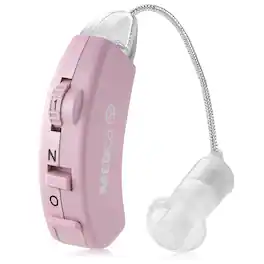 Hearing Aids for Seniors - Behind the Ear Sound Amplifier Set, BTE Hearing Ear Amplification Device, by MEDca - Pink