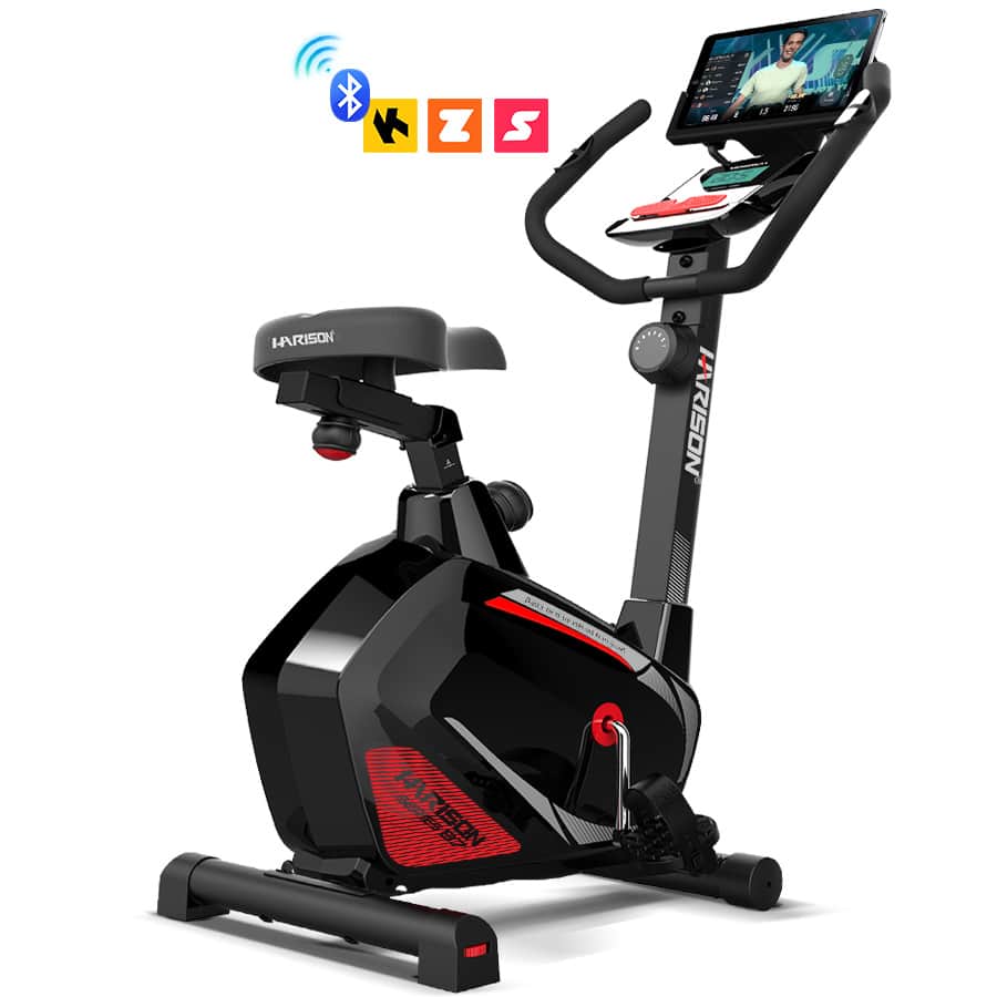 HARISON - Magnetic Exercise Bike for Home 350LB Cap., Bluetooth Stationary Bikes for Home with 2in1 LCD Monitor (BBB7Eco) - Black