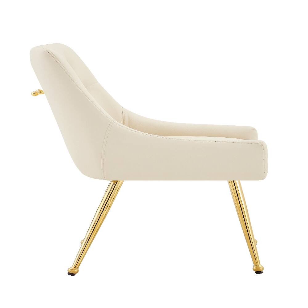 Alt View 1. Loheer - Leather Dining Chairs Set of 2 Tufted Accent Chair Modern Dining Seating Off White Faux Leather Chairs - Off White.