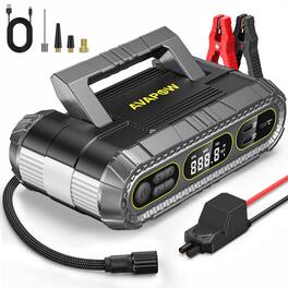 AVAPOW - 2000A Portable Car Jump Starter with 150PSI Air Compressor, 16000mAh Power Bank and LED Light
