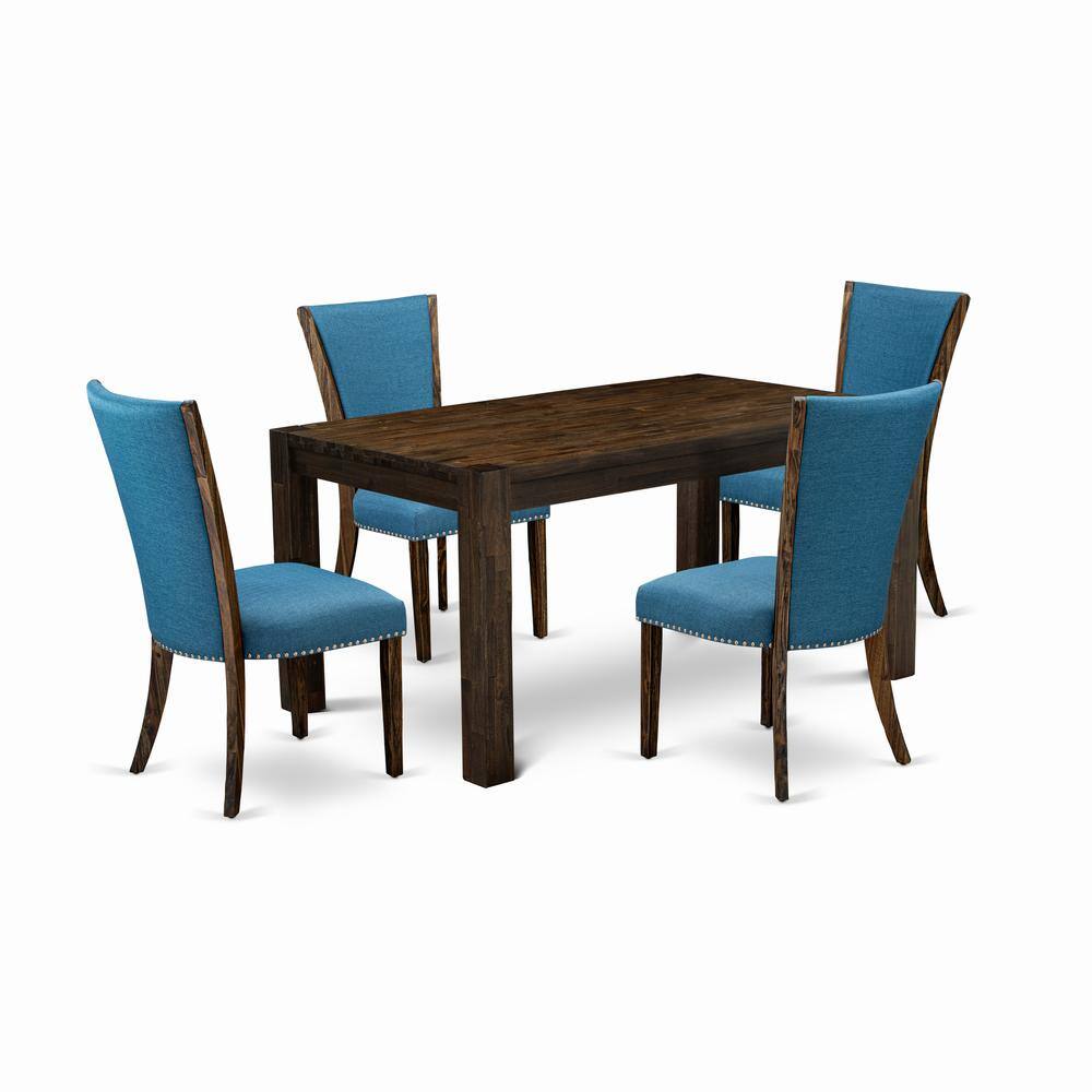 Left. East West Furniture - East West Furniture - CNVE5-77-21 - 5-Pc Dining Room Table Set- 4 Parson Chairs and Modern Rectangular Dining Table - - Jacobean.