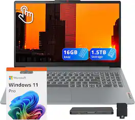 Lenovo - IdeaPad Slim 3 15.6" FHD Touchscreen Laptop,AMD Ryzen 7 5825U,16GB RAM,512GB SSD+1TB Dock Station,Win 11 Pro - Gray