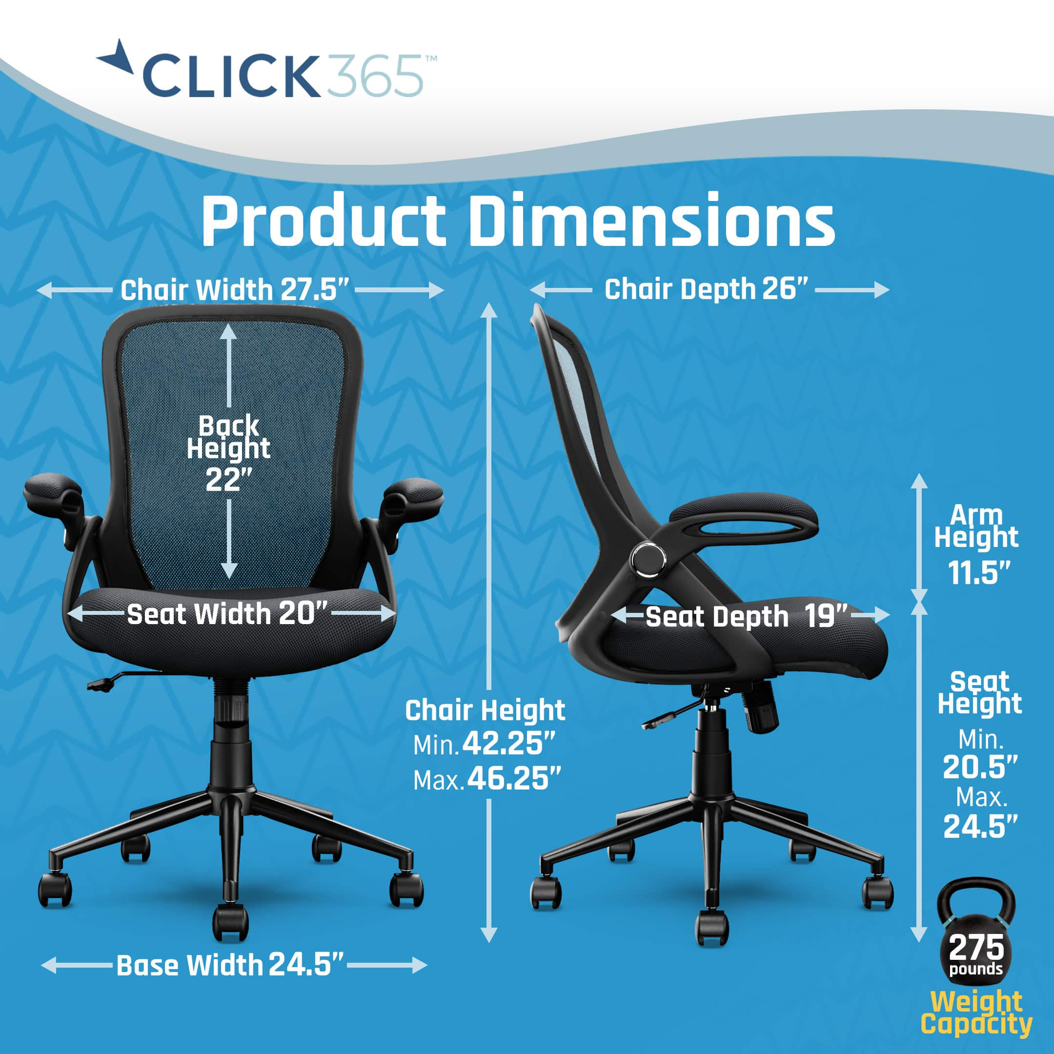 Best Buy: Click365 Flip Mid-Back Mesh Office Chair Black CCHR10003A