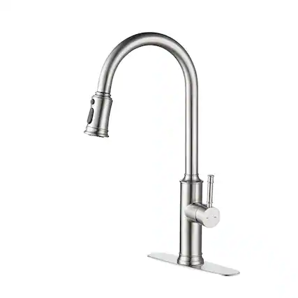 Front. Siljoy - Kitchen Faucet with Pull Down Sprayer - Brushed Nickel.