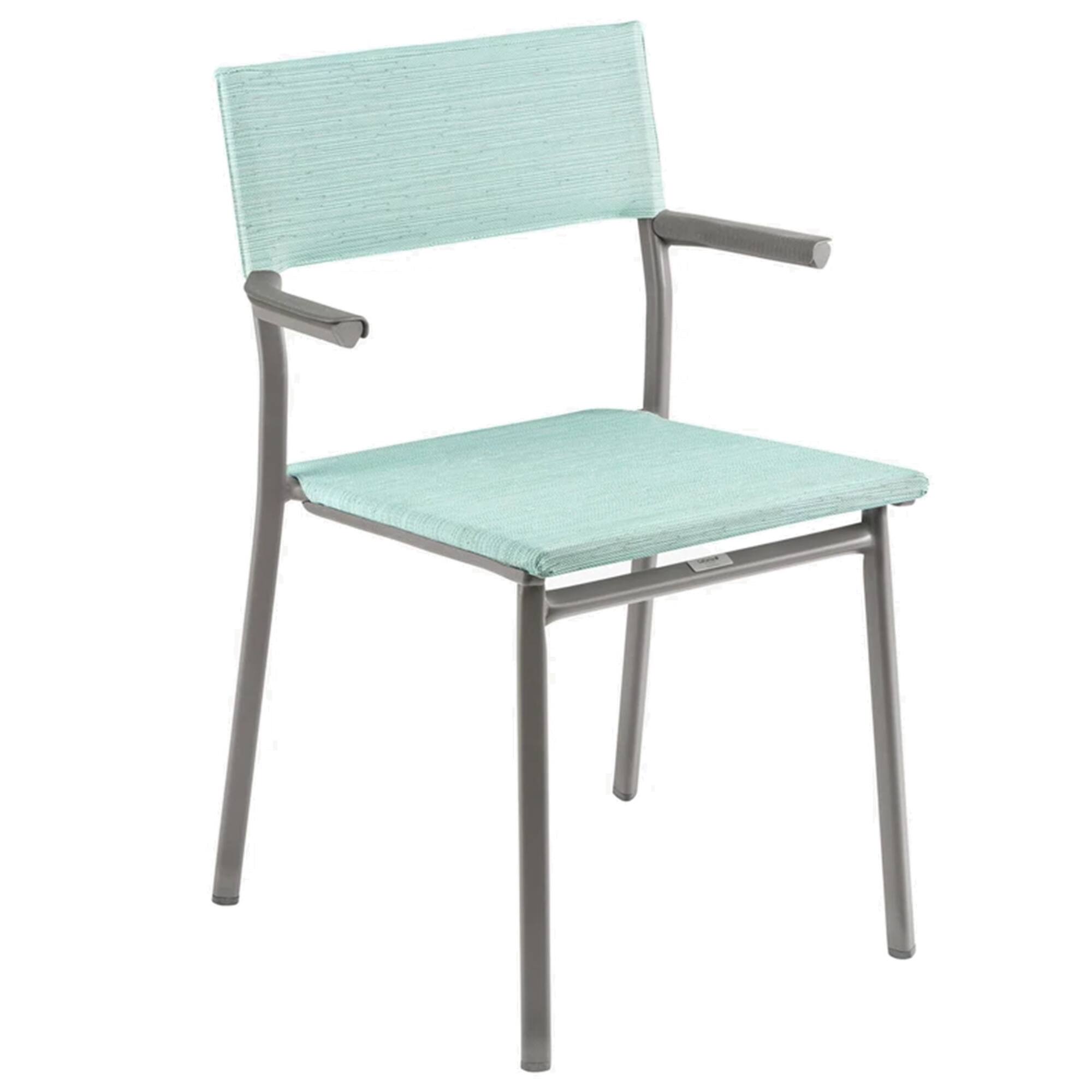 Front. Lafuma - Lafuma Batyline Duo ORON Outdoor Armchair, Titanium/Mistral Blue (Set of 2) - Titane Frame - Mistral Blue, Set of 2.