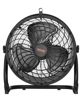 VEVOR - Floor Fan, 3 Speeds High Velocity Heavy Duty 14 Inch Industrial Fan, 2520 CFM 360° Adjustable Tilt 23.62 ft/sec Airflow - Black