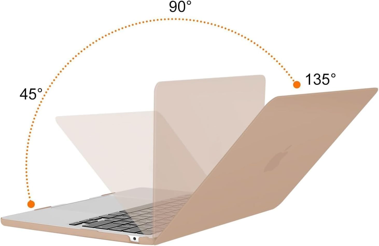 Back. mosiso - Case for 2026-2022 MacBook Air 13 inch Case M5 A3449 M4 A3240 M3 A3113 M2 A2681, Shell&Keyboard Cover&Screen Film&Pouch - Bronze Brown.